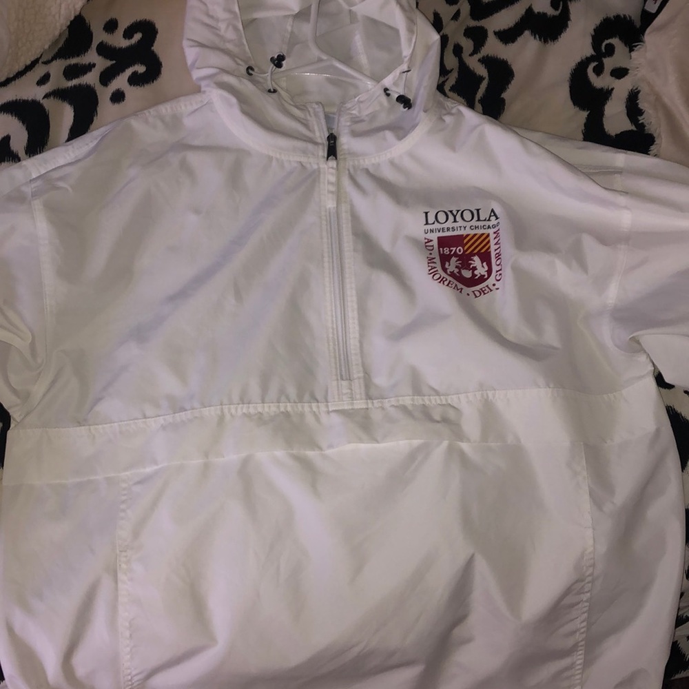 Loyola University Chicago white windbreaker